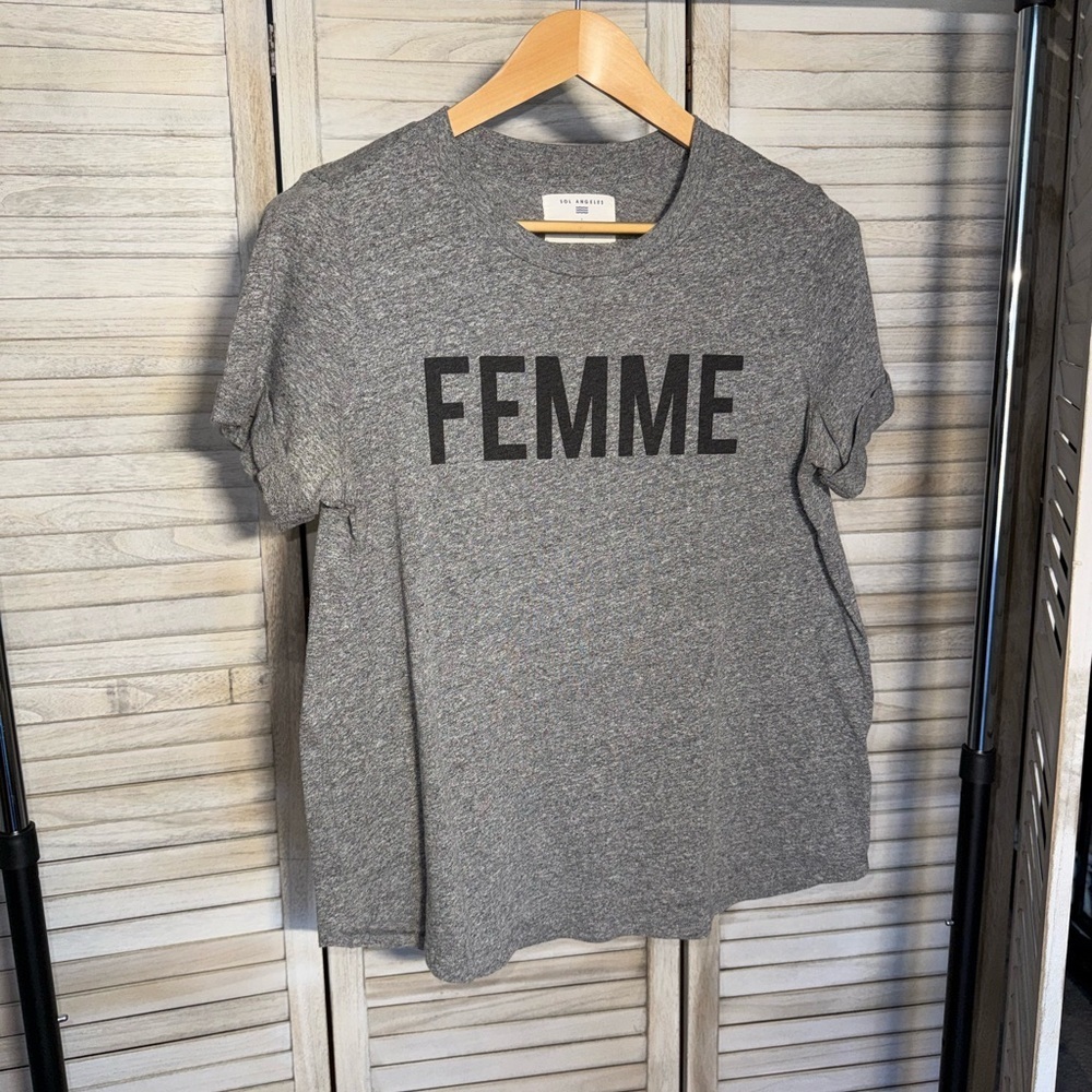 Sol Angeles x Anthropologie “Femme” Slub Cotton Graphic Tee | Large - Picture 2 of 5